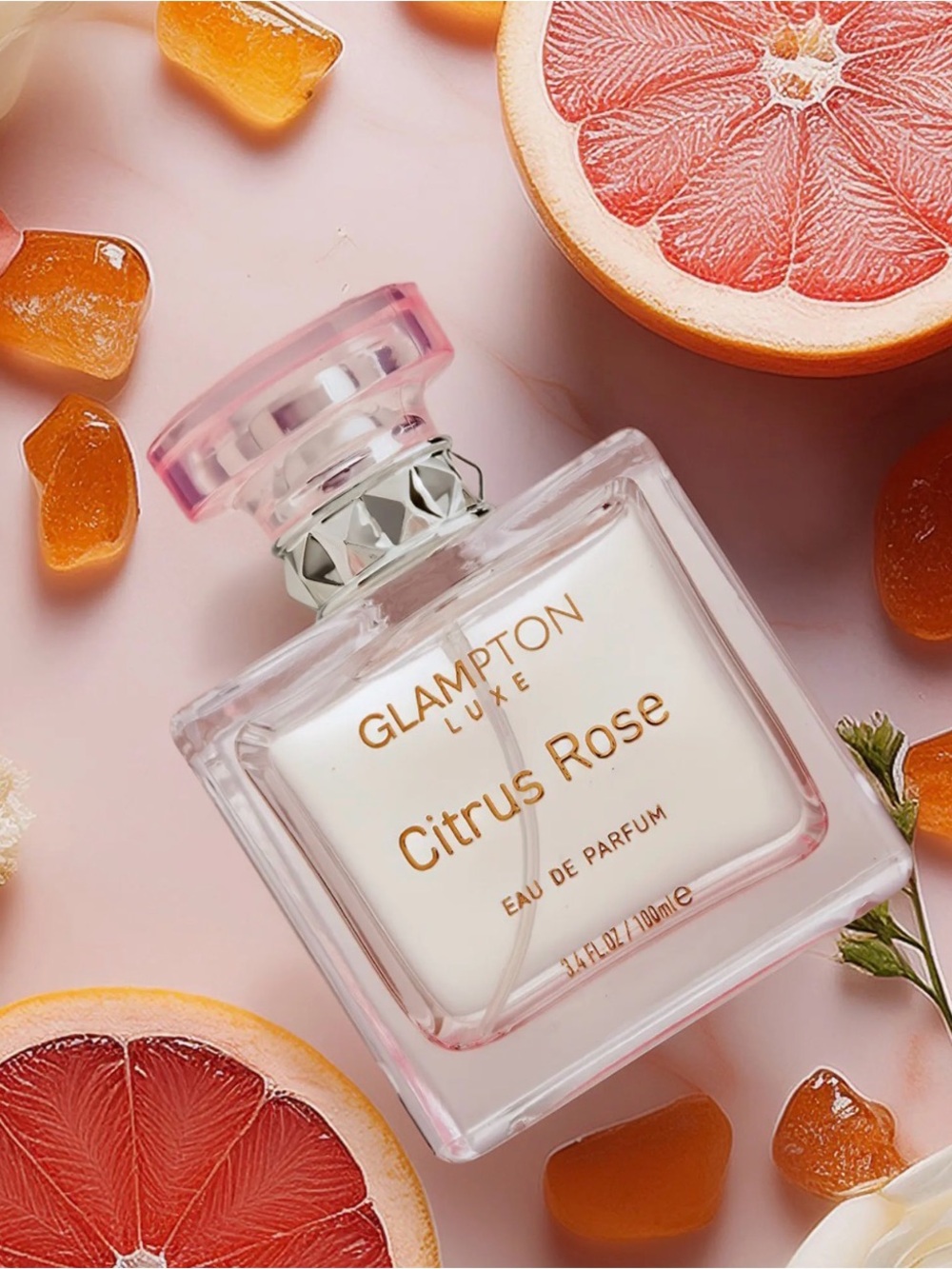 Glampton Luxe Citrus Rose Eau de Parfum - Pink Bottle